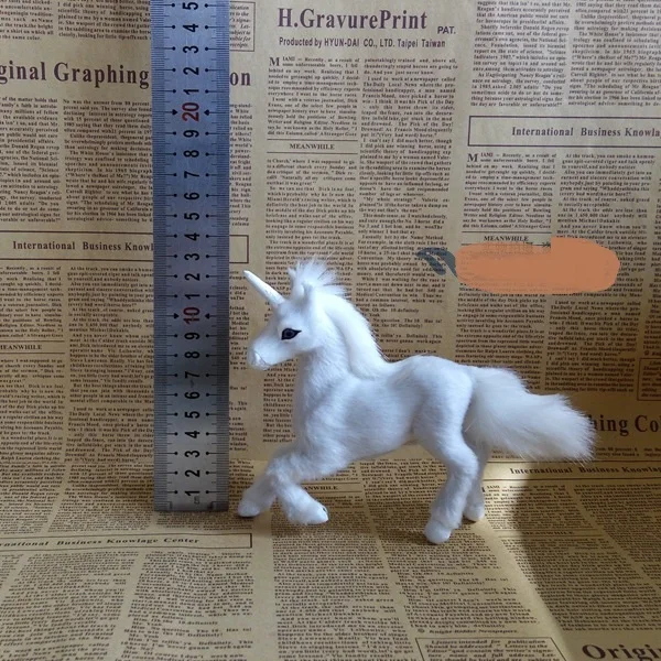 

about 11x17cm white unicorn model polyethylene&furs unicorn handicraft prop,home decoration gift a1628