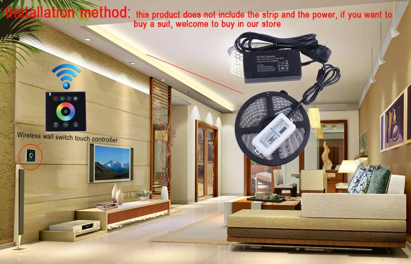 RGB Controllers 2.4G Wireless Black color switch touch wall controller led dimmer for DC12V LED Neon flex strip lights