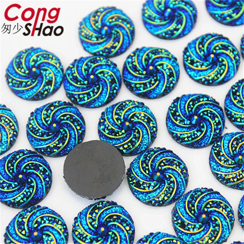 Cong Shao 100Pcs 10/12/14/16mm AB Colorful Flatback Stones And Crystals Resin Round Rhinestone Trim DIY Wedding Dress CS678