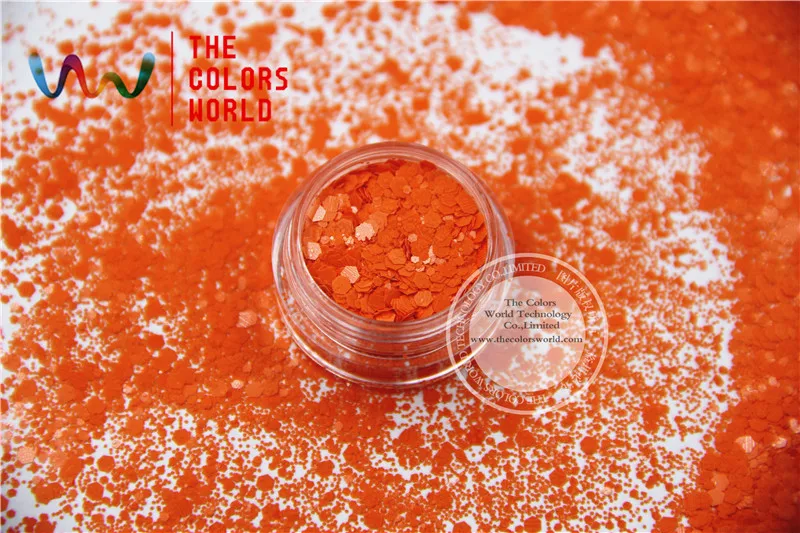 

TCH305-H1 Orange-Red Colors Mixed Hexagon Shape Solvent resistant Glitter Sequins for nail art nail gel DIY decoration