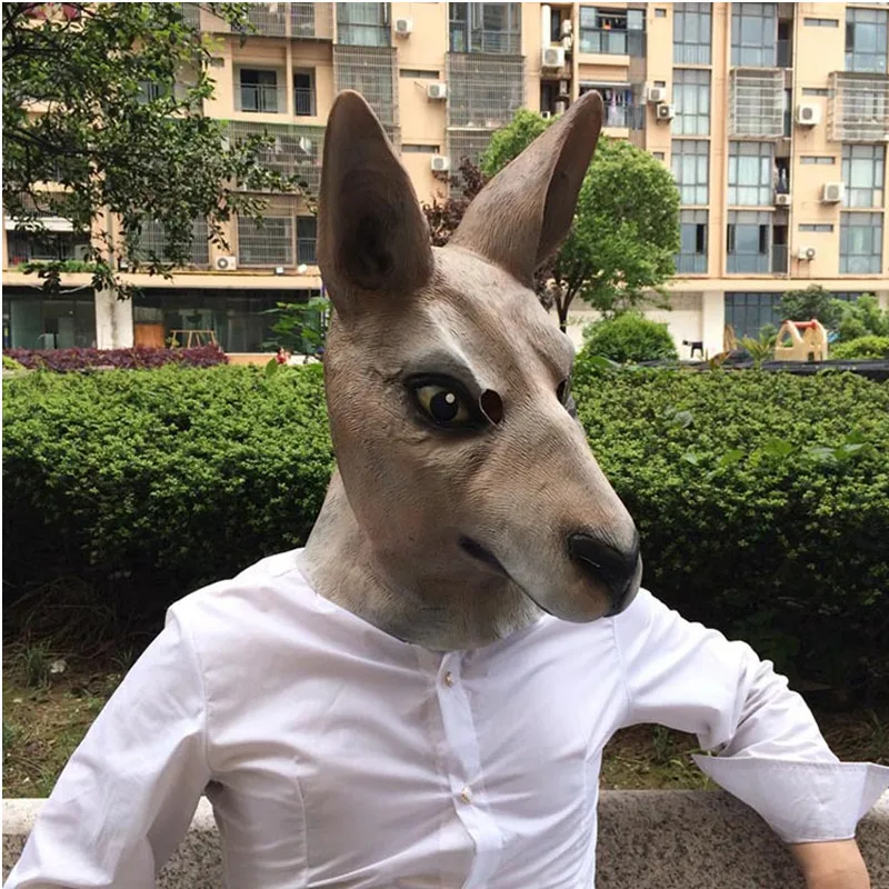 New Latex hood Animal kangaroo Cosplay mask Halloween tricky Costume Purim Carnival Masquerade Nightclub masked ball party dress