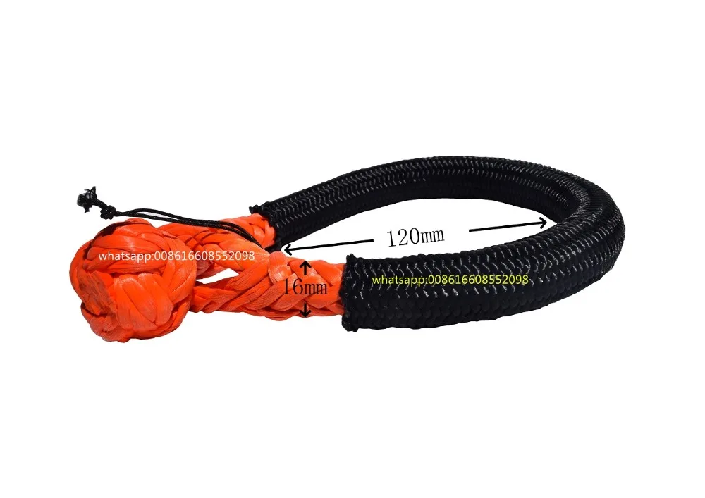 

3/8"*4.7inch Orange Soft Shackles,10mm*120mm SK-75 Rope Shackle,UHMWPE Shackle for Sailboats,ATV Winch Shackle