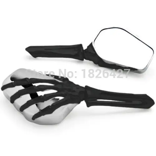 

Custom Motorcycle Skeleton Bone Hands Left & Right Mirrors For Harley Davidsons Suzuki Honda Kawasaki Cruisers Black