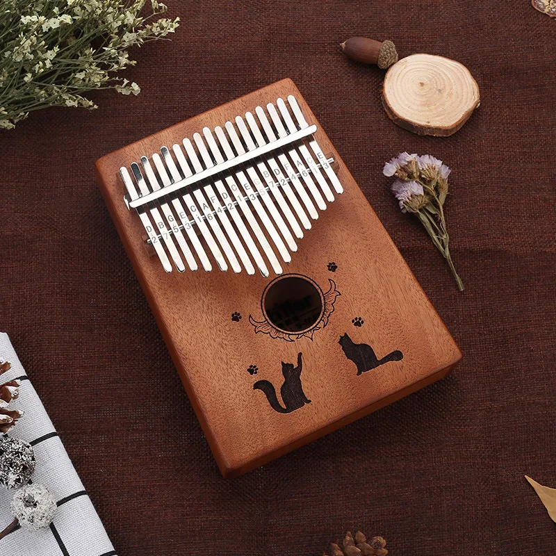 1Pcs 17 Keys Kalimba Wood Mahogany Body Thumb Piano Musical Instrument Accessories Colors Can Be Choosed