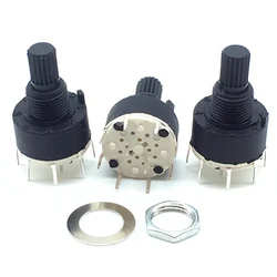 2 Pole 3/4 Position SR16 16mm Plastic Rotary Band Switch DC60V 0.3A 15MM Flower Axis Round Switch(each position:45 degree)