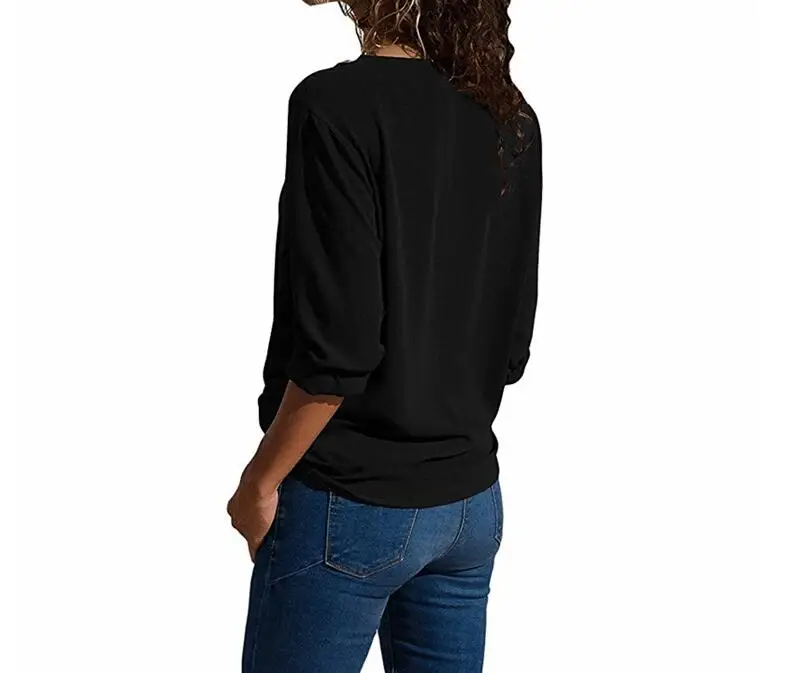 Blusa feminina de chiffon, camisa feminina casual com botões oblíquos e soltos, manga longa, para outono