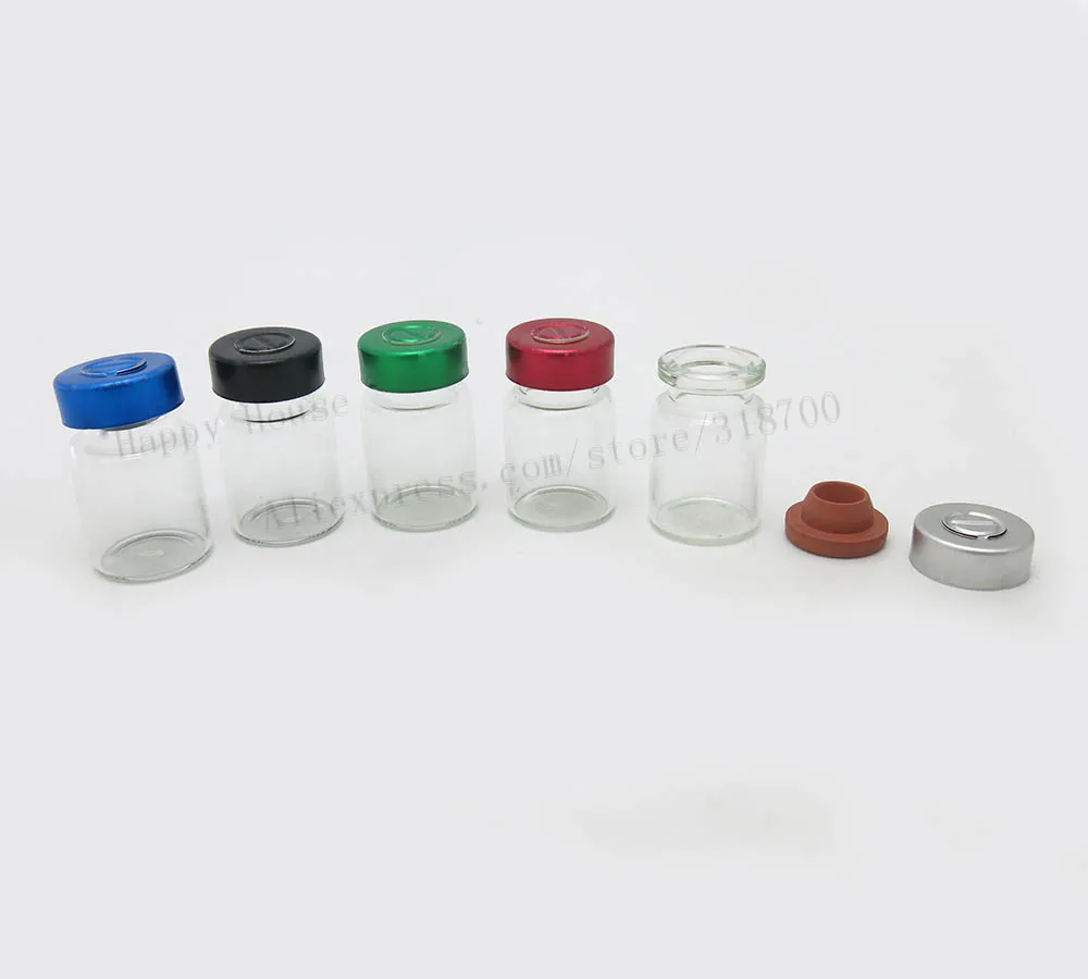 360pcs/lot 5ml Clear Empty Small Mini Butyl Silicone Rubber Stopper Glass Bottles Vials Jar