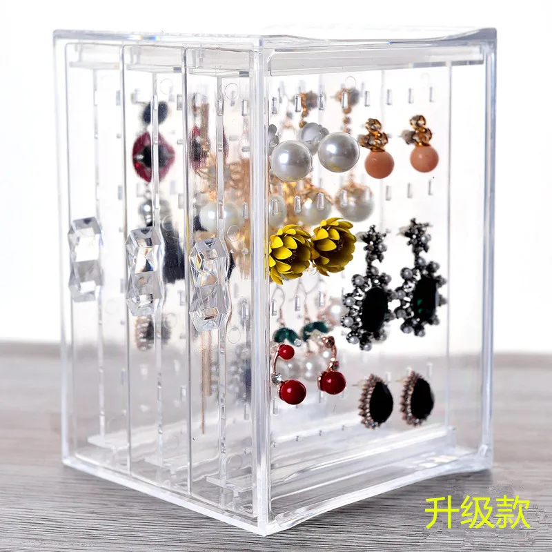 The new earrings shelf. Transparent wearing earrings receive box. Dustproof jewelry display