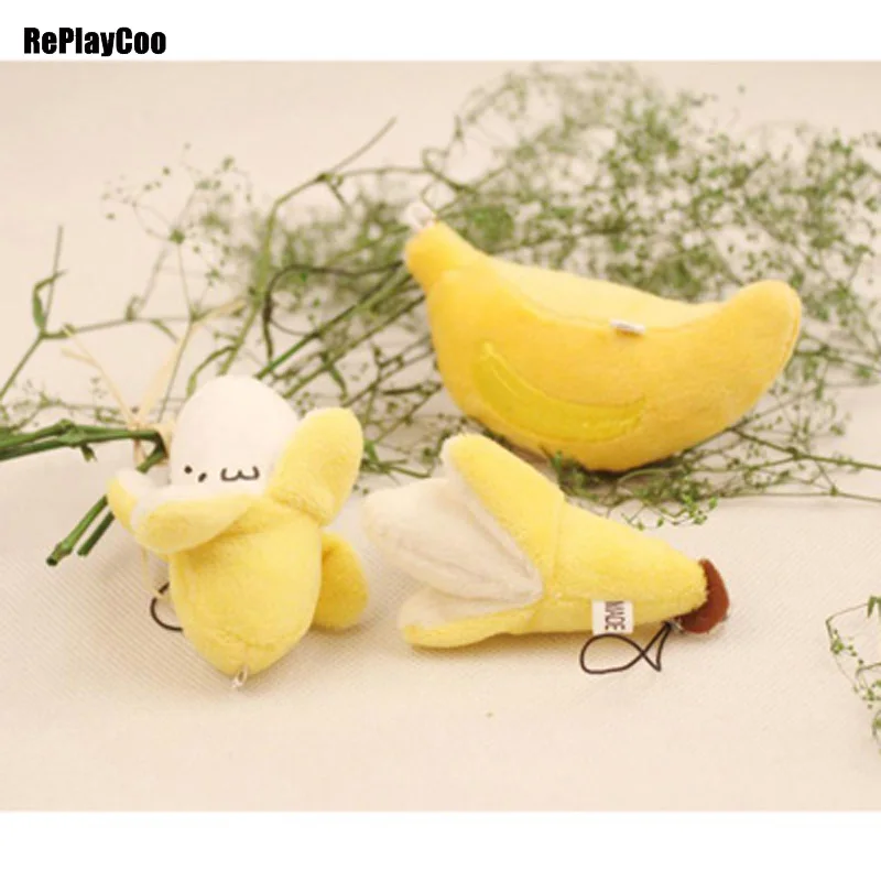 

50pcs/lot Mini Banana Small Pendant With Chain Stuffed Plush By Phone Lovely Bananas Fruit Series Soft Toy Gifts For Children