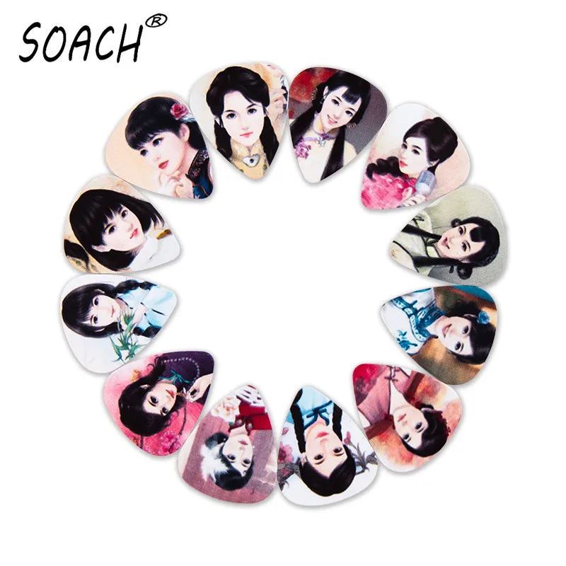 SOACH 50pcs/lot 0.46/0.71/1.0mm Bass Guitar picks Acoustic guitar paddle Plucked Instrument Accessories Guitar ukulele Parts