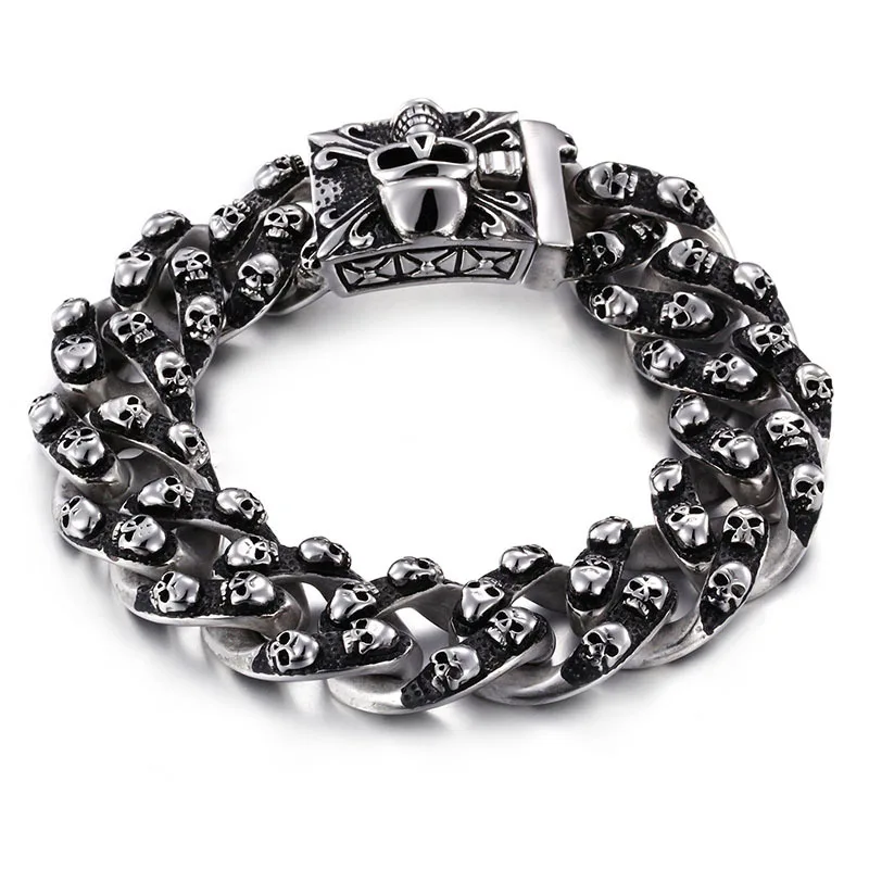 

Domineering retro skull men titanium steel bracelet personality rock punk ghost head bracelet tide male accessories