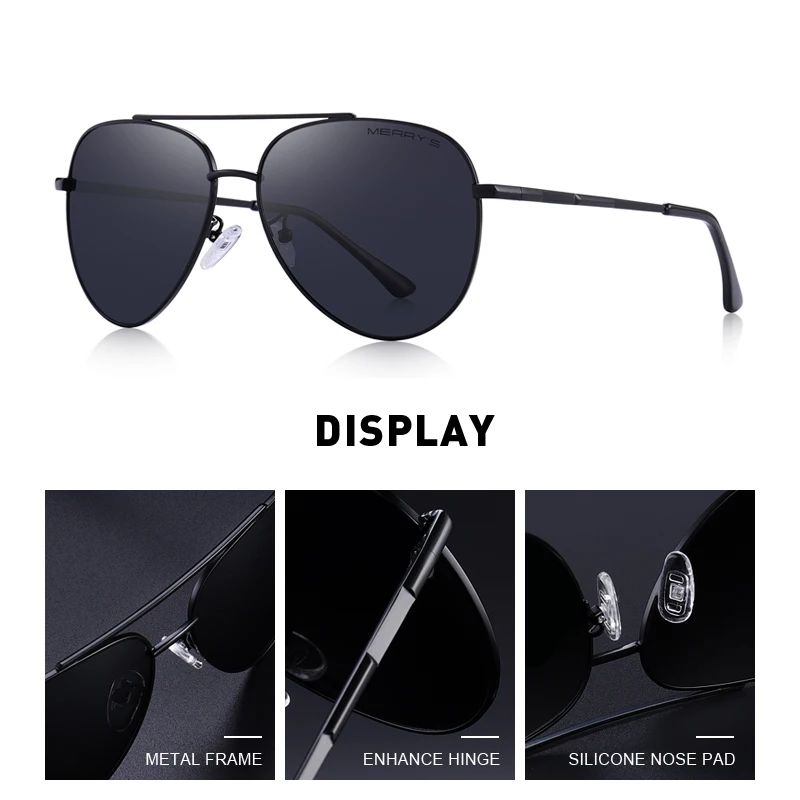 MERRYS DESIGN Men Classic Pilot Sunglasses Aviation Frame HD Polarized Sunglasses For Men Driving UV400 Protection S8138