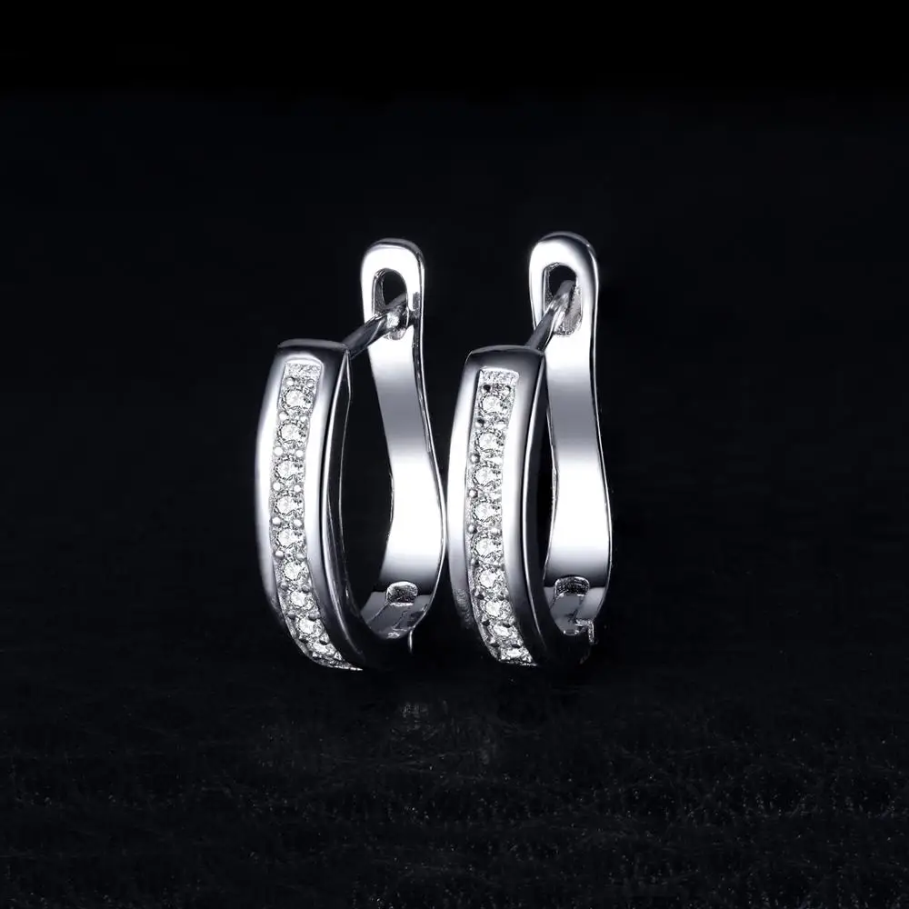 JewelryPalace Channel Eternity 925 Sterling Silver Cubic Zirconia Fashion Clip Earrings for Women