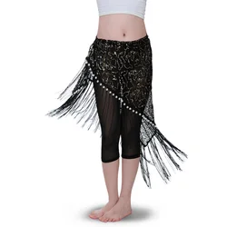 Women sequined belly dance hip scarf with tassels belly dancing Hip Scarves Belly dancer costume fringe shawl belly dancing Belt