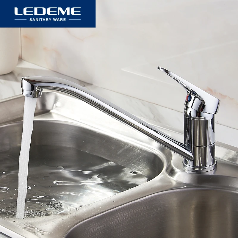 LEDEME Classic Style Kitchen Faucet Solid Brass Single Handle Cold and Hot Water Tap 360 Degree Rotation L4913