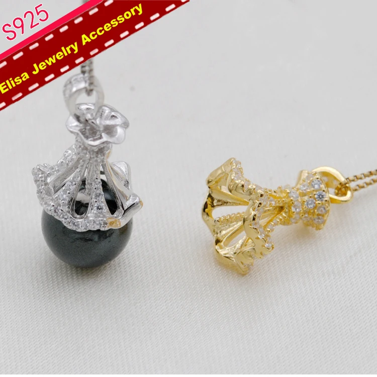 Luxury Pendant Settings S925 Sterling Silver Pearl Pendant Accessory Components Women DIY Pendant Holder 3Pieces/Lot