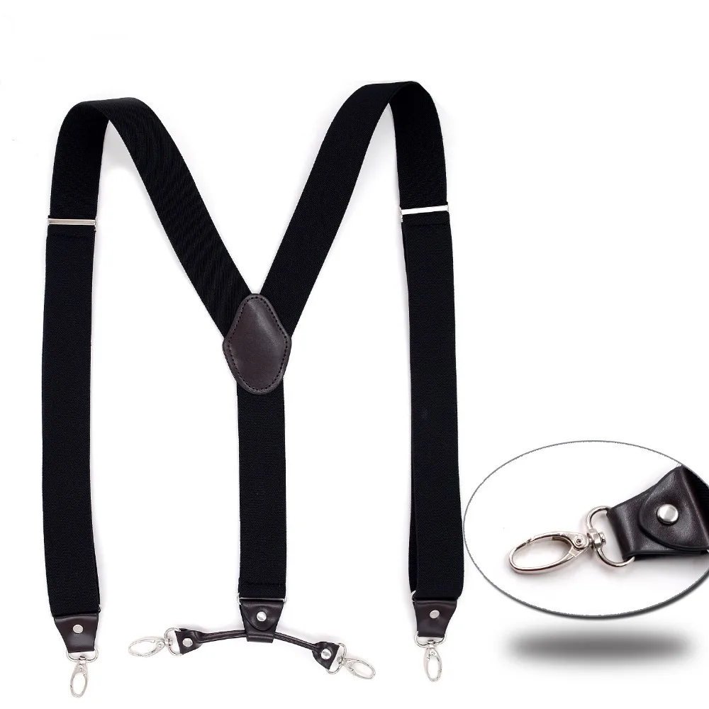 Keychain Suspender 4 Klip Kawat Gigi Elastis Adjustable Suspensorio Bretelles Tirantes Kasual Celana koboi ligas's Hadiah