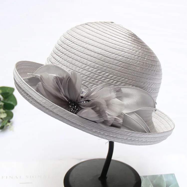 Mingli Tengda-Sombrero pequeño con dobladillo corto para mujer, gorro de novia rizado, malla de flores, accesorios nupciales, primavera y verano