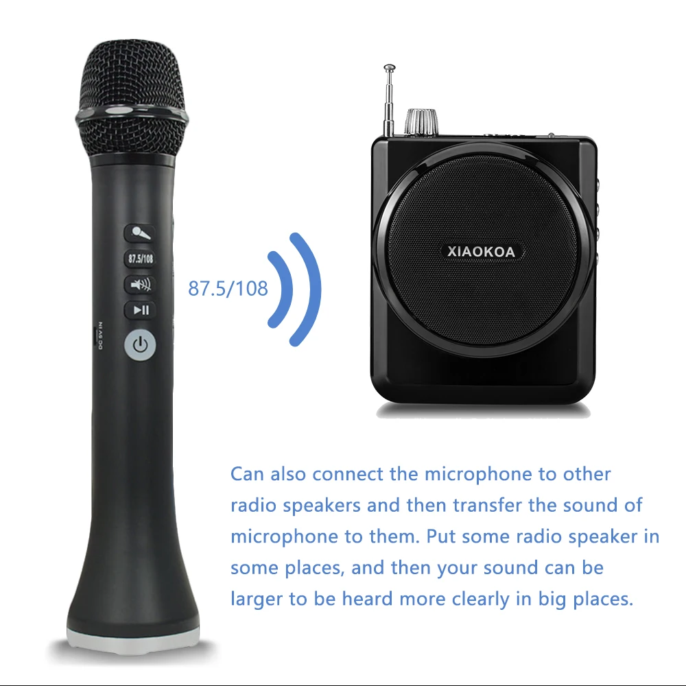 XIAOKOA L-698 15W Wireless Karaoke Microphone Bluetooth Speaker 4000mah 2in1 Handheld Sing&Recording KTV Player for iOS/Android