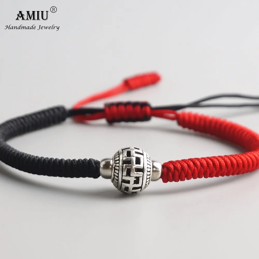 AMIU Tibetan Buddhist Ball Prayer Bead Lucky Charm Tibetan Bracelets & Bangles For Women Men Handmade Knots Rope Bracelet