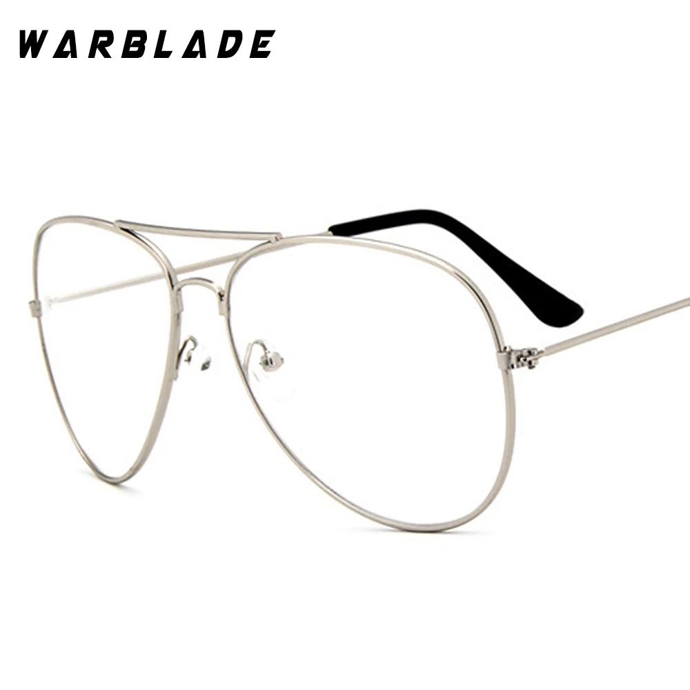 Classic Pilot Glasses Transparent Clear Glasses women Alloy Frame Optics Aviation Eyeglasses Men Lens oculos de sol WarBLade