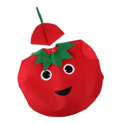 Disfraz de tomate de una pieza para niños, traje de tela no tejida, traje de verduras, vestido de fiesta elegante para niñas y niños