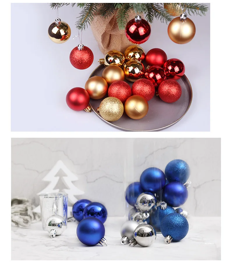 Neue 24 teile/los 8 cm Farbe Dekoration Ball Weihnachten Baum Hängen Ornamente Glänzende Flitter Ball Für Home House Bar party Decor – Detail 14