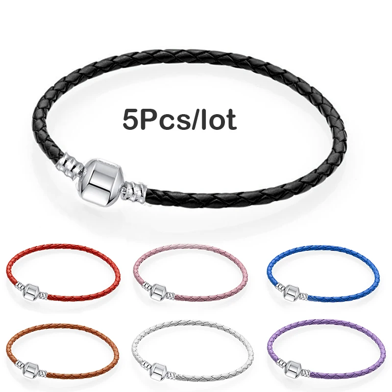 BAOPON 5 10 Pçs/lote Clássico Cores Linha Corda Charm Bracelet Serve DIY Corda de Couro Pulseira de Marca Para Jóias Presente Mulheres Homens