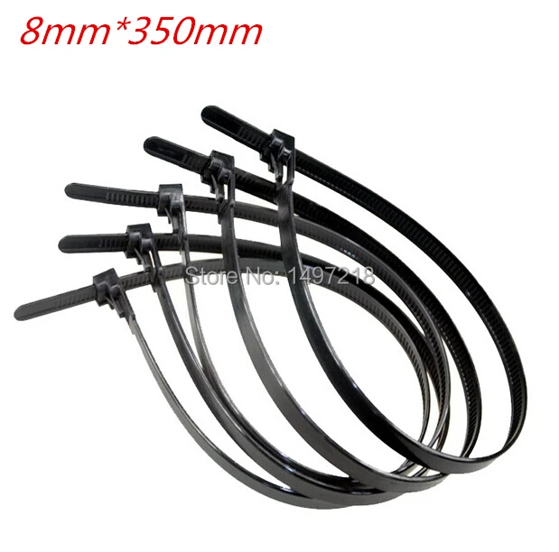 

New 2015 Multifunction 100 pcs/lot 8x350 mm Releasable Nylon Cable Tie Zip Ties Black Free Shipping