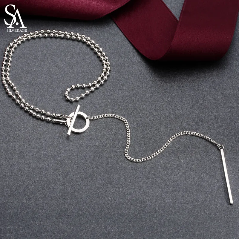 

SA SILVERAGE 925 Sterling Silver Vintage Chains Necklaces For Women With Popcorn Chain colar collier femme New Year Gifts 14.9g