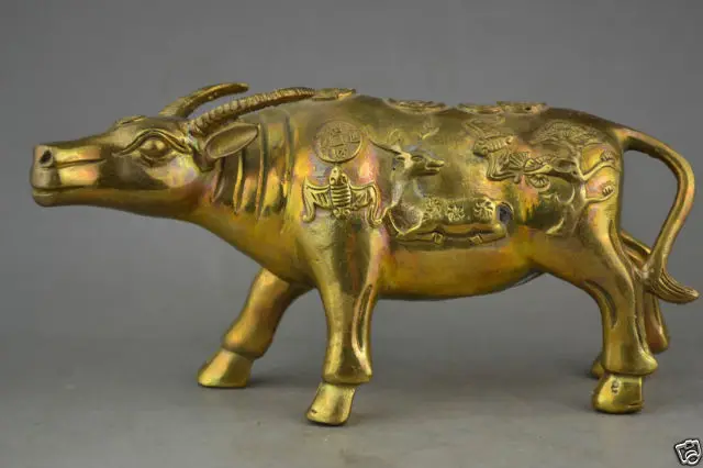 

Copper Brass craft Old Collectible Decoration Copper Carving Delicate Cow Body Carving Bat Statue