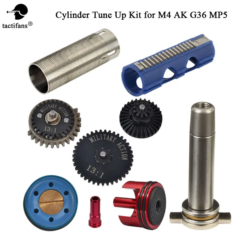 13:1 High Speed Gear Nozzle Tune-Up Sets 15 Teeth Piston Cylinder Piston Head Spring Guide For M4 AK G36 MP5 Ver.2/3 Airsoft AEG