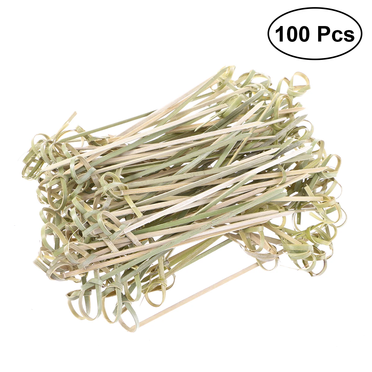 100pcs Stirrers Sticks Disposable Bamboo Knot Charcuterie Food Items Drink with Twisted Ends for Stirrers Party Barbeque