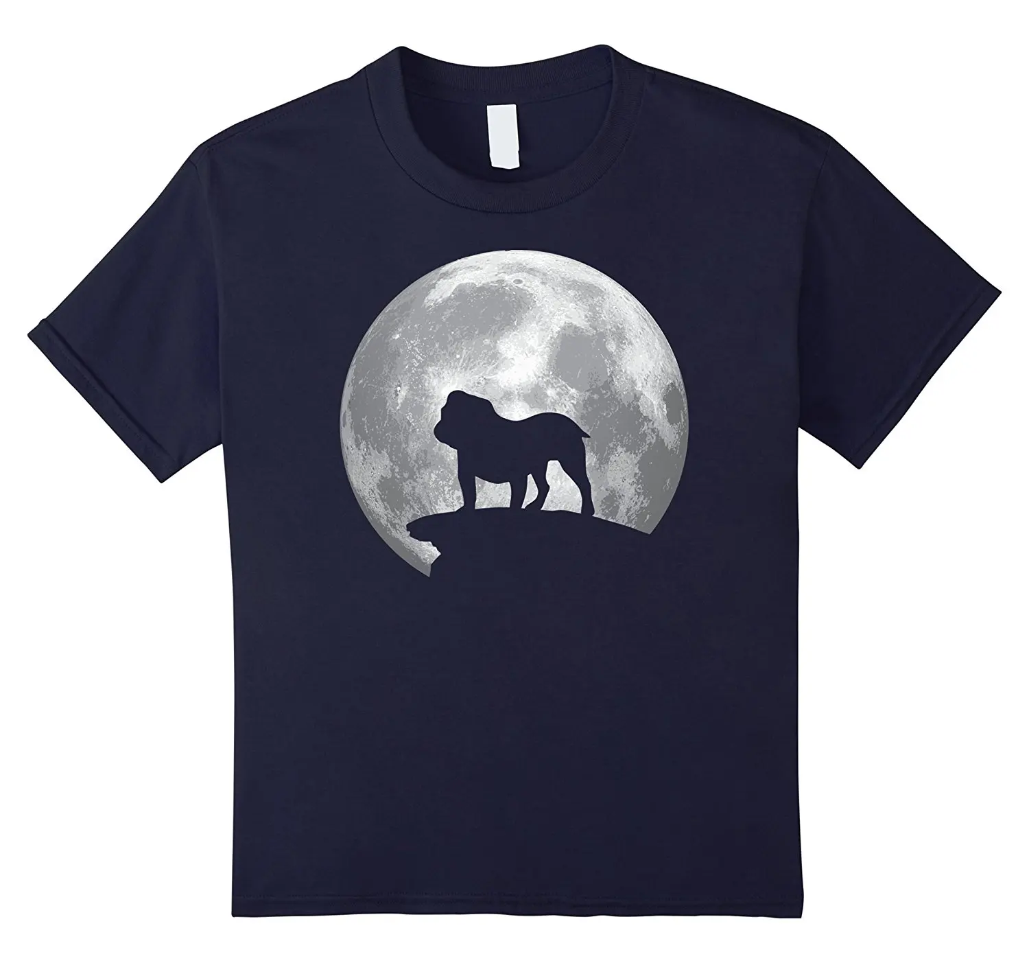 2019 New Fashion Round Neck Men Tees Old English Bulldog and Moon T-Shirt Old English Bulldog Dog Brand Men'S Tee Shirts