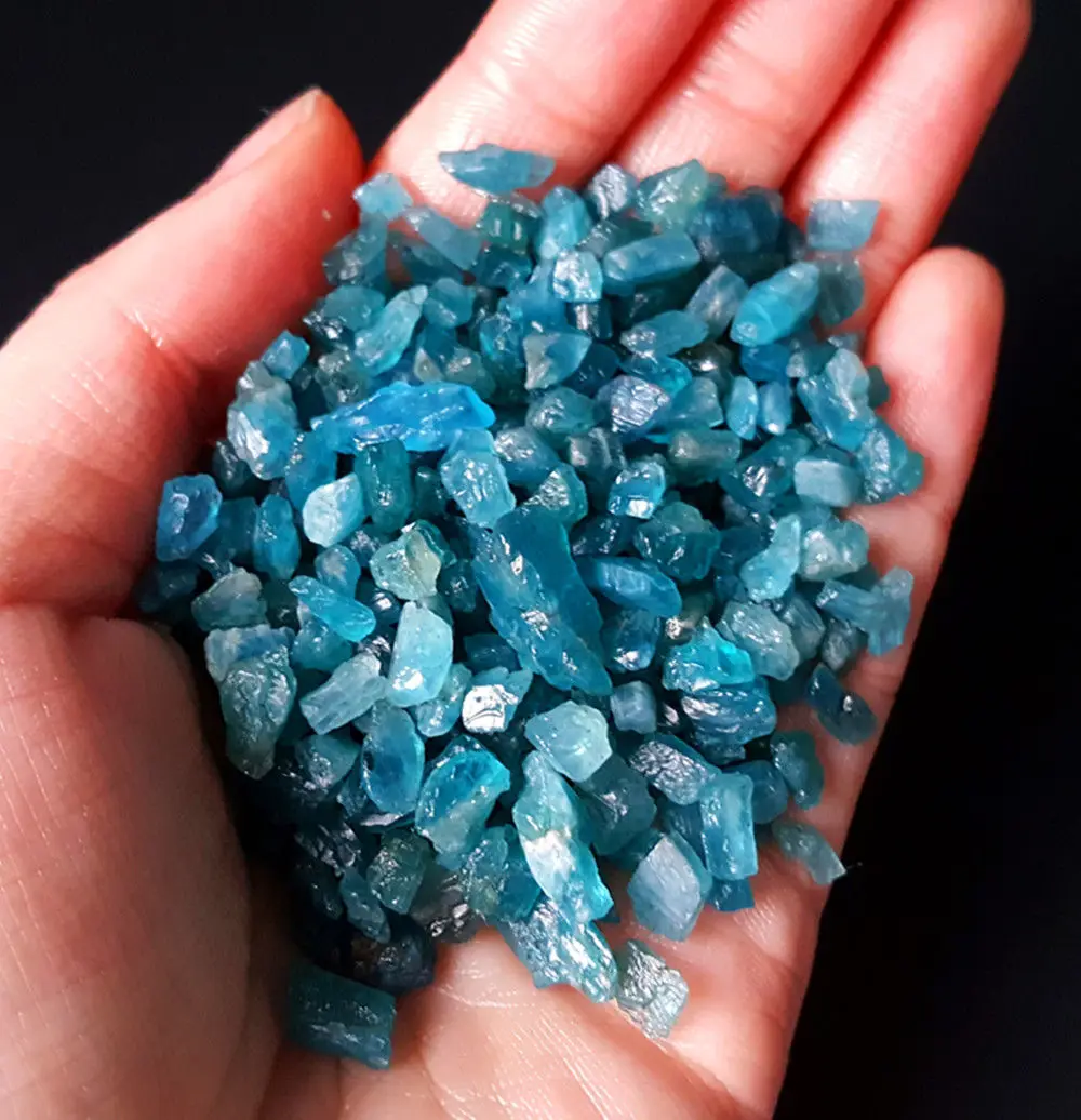 100G Natural Blue Apatite Gem Small Rough Stone Specimen Healing China