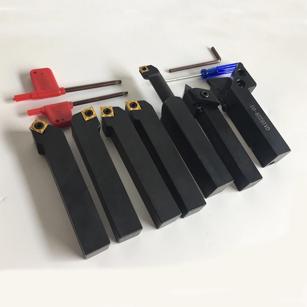 Turning Tool 12X12MM Lathe Cutter Tool Set 7Pcs Metal Cut Tool Lathe Tool Holder with Ti Coated