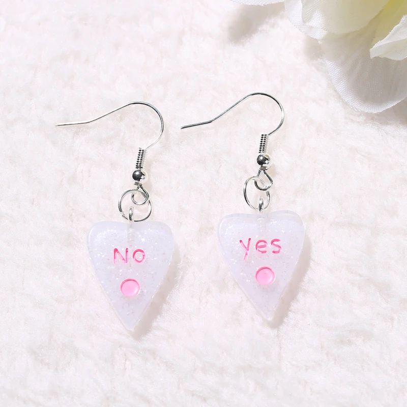 1pair Fashion Craft Resin yes or no Drop Earrings For Women Japan/Korean Fashion Jewelry Wholesale