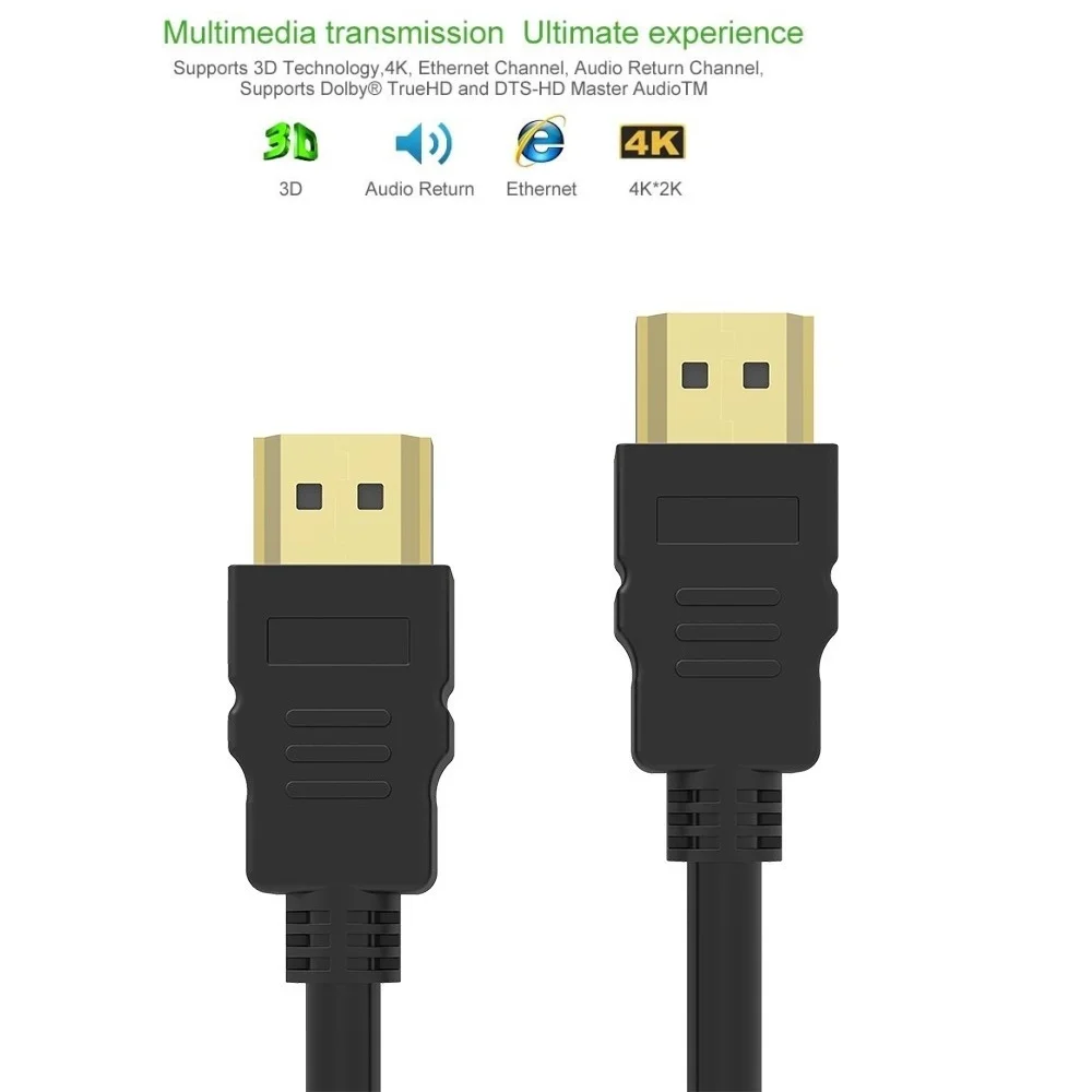 3ft 5ft  6ft 10ft 15ft High speed Gold Plated Plug HDMI-compatible Cable 1.4 Version HD 1080P 3D for HDTV XBOX PS3computer cable