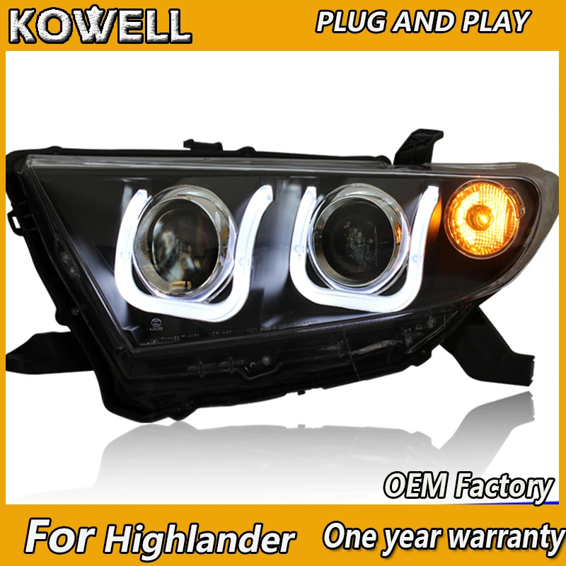 

KOWELL Car Styling for Toyota Highlander 2012-2014 Headlights Angel Eye LED DRL Lens Double Beam H7 HID Xenon Car Accessories