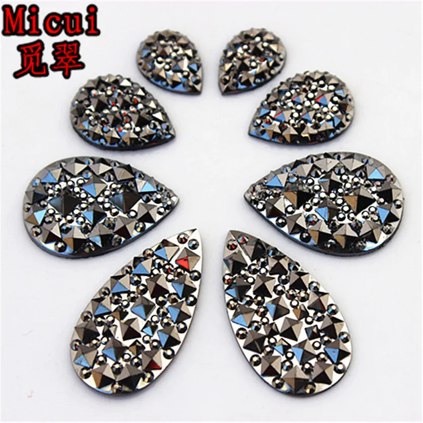 Micui 10*14/13*18/16*29/30*40mm Horse Eye Resin Gems Crystal Stones Flatback Rhinestones Non Sewing For Crafts Decoration MC381