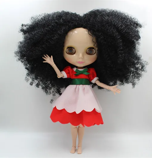 Blygirl Blyth doll Black explosion curly hair nude doll 30cm multi-joint body joints can be rotated DIY doll can change makeup