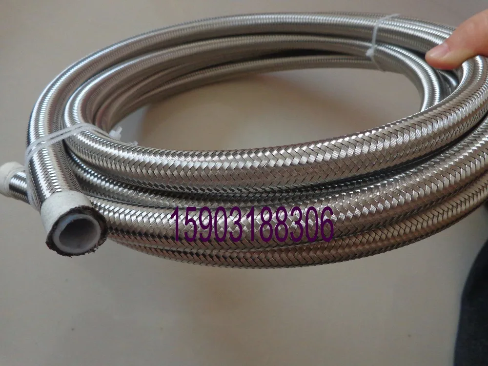 8AN SS Braided PTFE Lined Hose Fuel System AN8 Stainless Steel PTFE Braided Fuel Hose 20ft