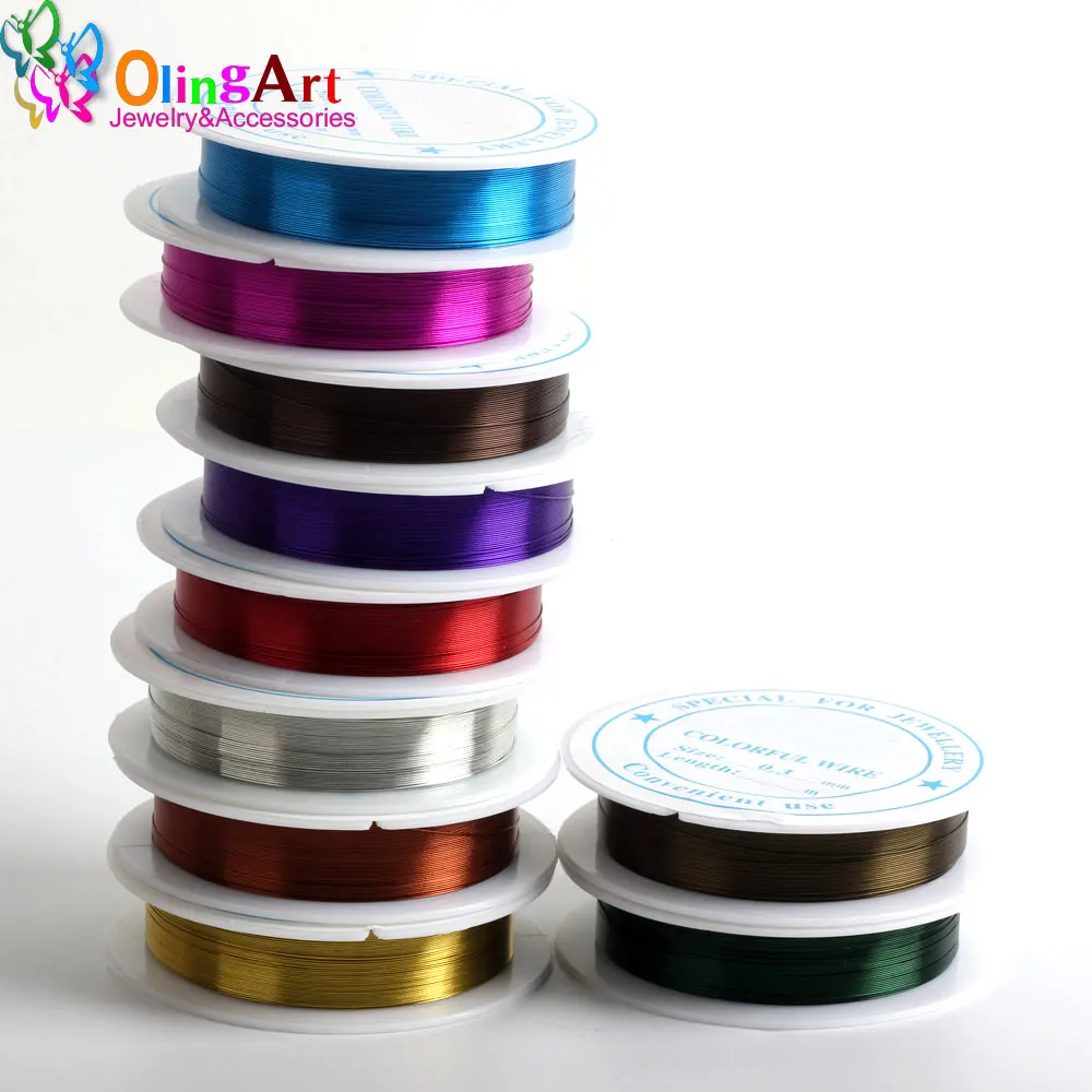 OlingArt 0.3MM 20M/Roll Wire Line Mixed Multicolor Plated Beaded Crafts DIY Accessories Choker Necklace Jewelry Making