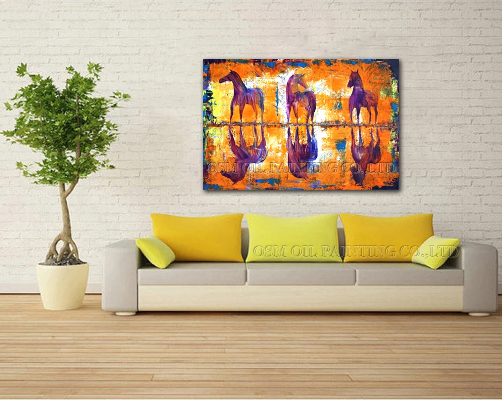 Experienced Artist Handmade High Quality Abstract Horses Oil Painting on Canvas Abstract Horse Inverted Image For Wall Art