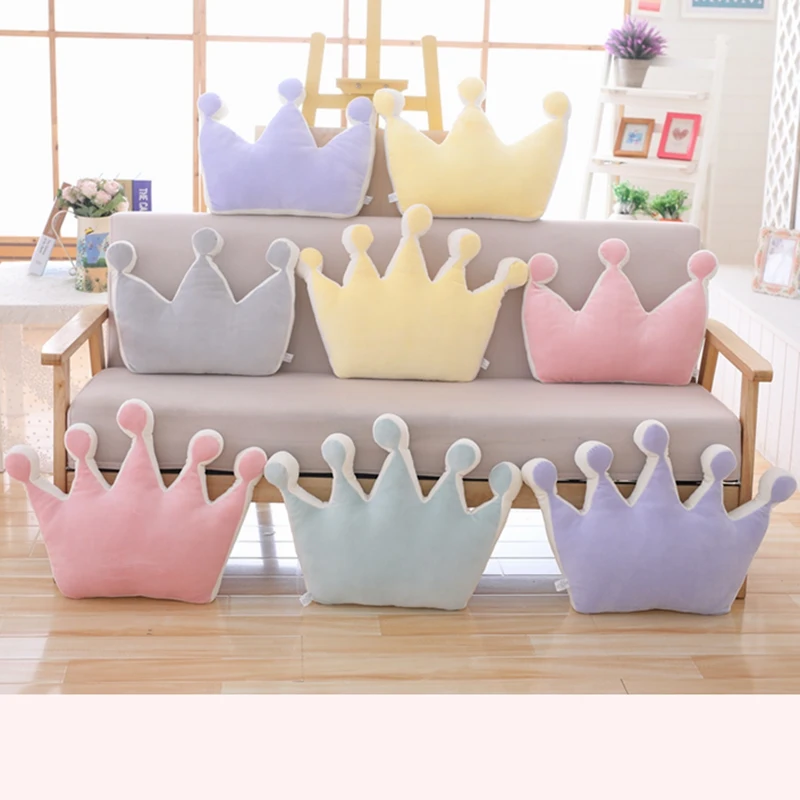 

36cm/42cm Colorful New Crown Plush Pillow Soft Cartoon Crown Stuffed Doll Home Bedroom Decoration Toys Chair Cushion Girls Gifts