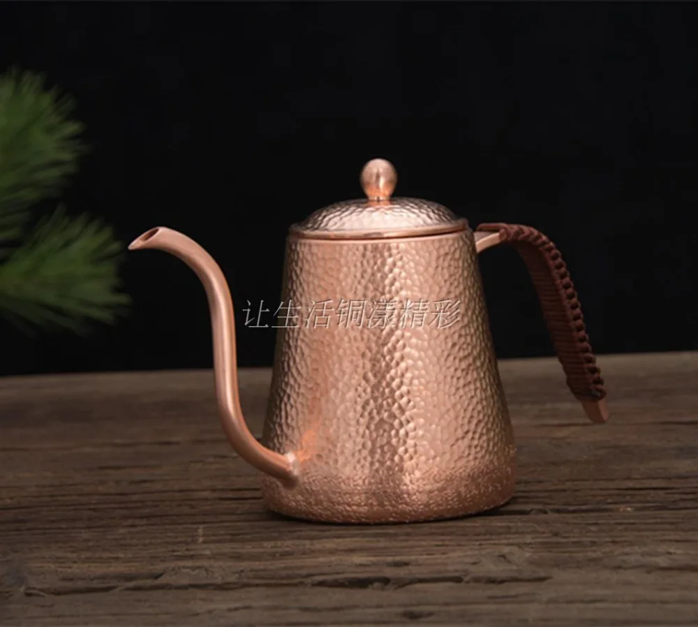 

FeiC 1pcs 0.6L Copper Tea and Coffee Drip Kettle pot hot water for Barista