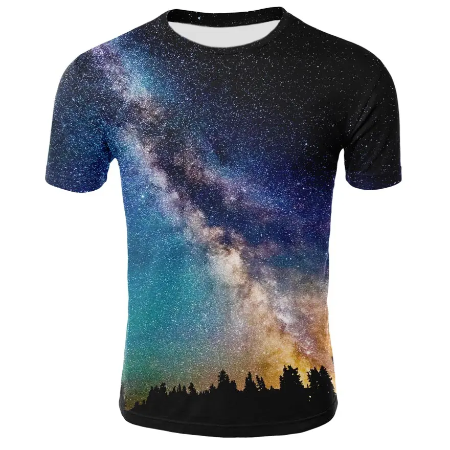 Boy/Girl 3d Tshirts Children Space Galaxy T-shirt 3d Print Trees Stars Night T shirt 2020 Summer Kids Fashion Crewneck Tops Tees