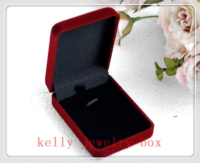 40pcs/lot High Quality Dark Red Velvet Jewelry Box 8x6x3cm Necklace Pendant Gift Box Jewelry Display Packaging Box Case