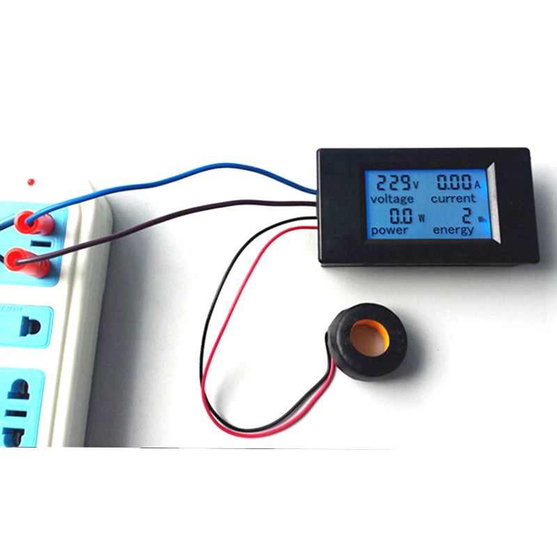 4 in 1 AC Voltmeter Ammeter 80-260V 100A Digital LCD Volt Amp Watt Energy Power Meter Gauge with Current Transformer