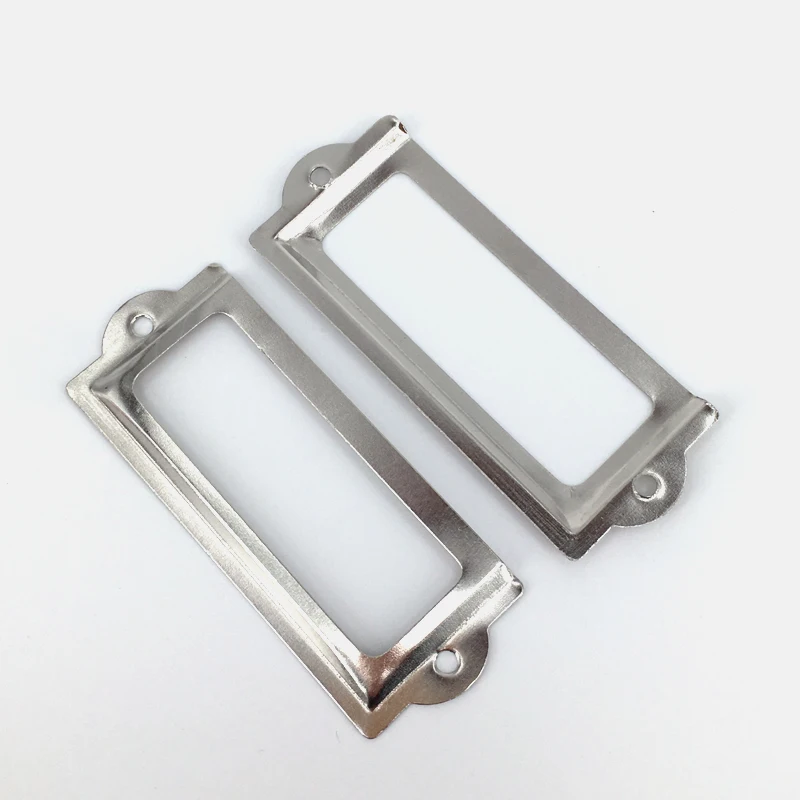 Vintage Silver Metal label holders for drawers - antique drawer pull Name card tag holder 83*33 mm
